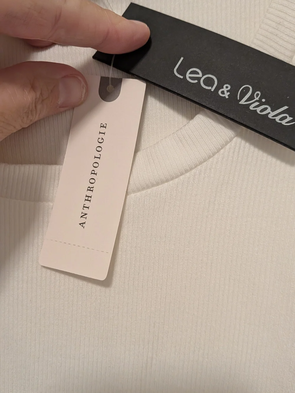 Anthropologie Lea &Viola White Puff Sleeve Scoop Neck Top